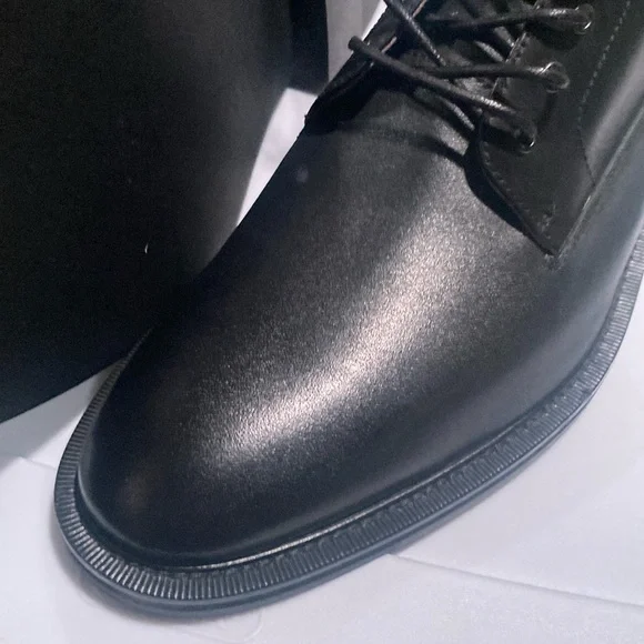 Men’s 12 Banana Republic Italian Men's Black Leather Lace Up Boots (New) - Picture 6 of 10